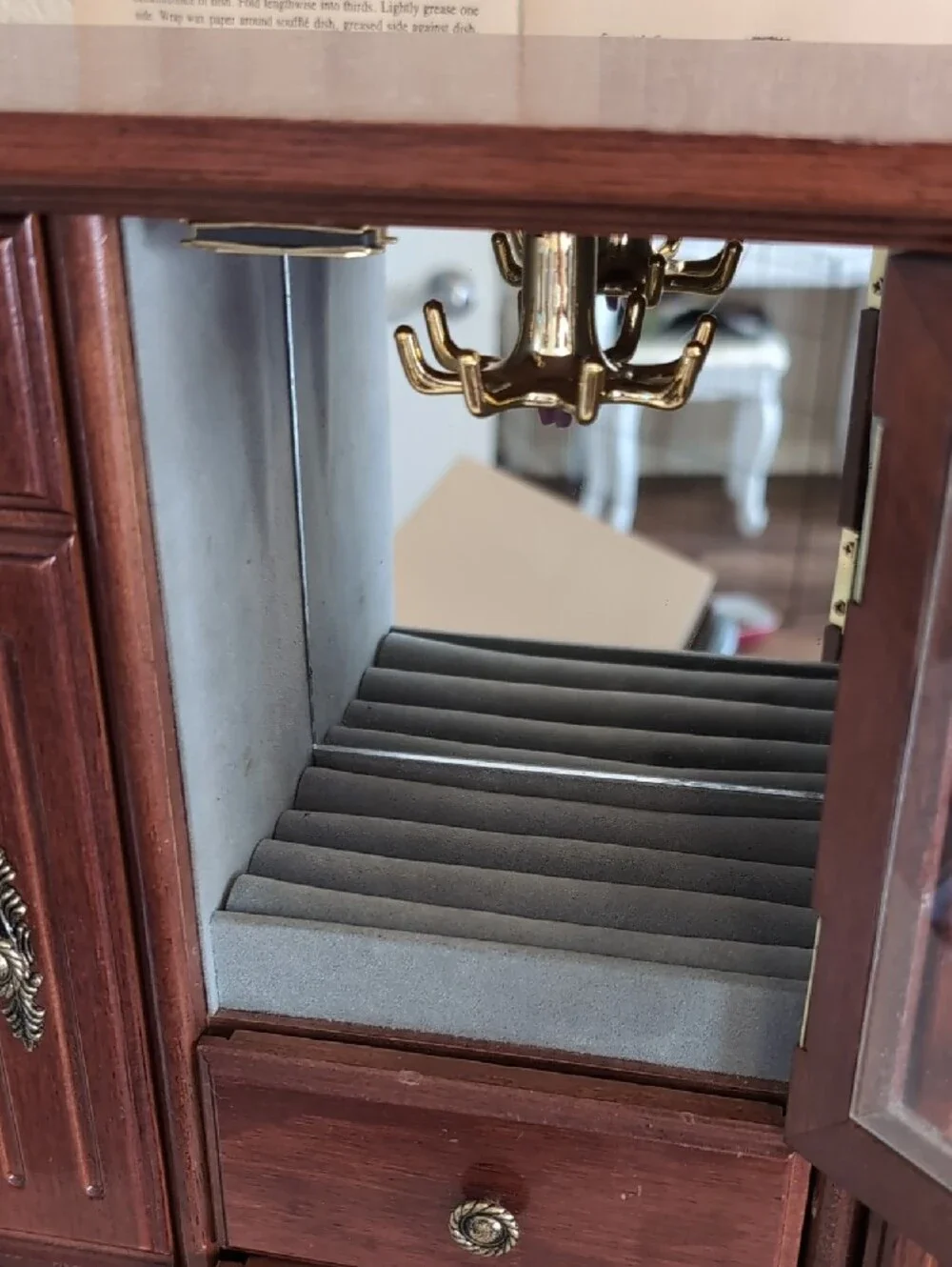 Wooden Jewelry Armoire Cabinet with Glass Door - Brown